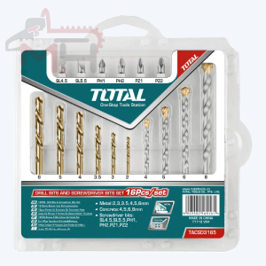 TOTAL Drill and Screwdriver Bits Set - Comprehensive Kit for Precision Work.